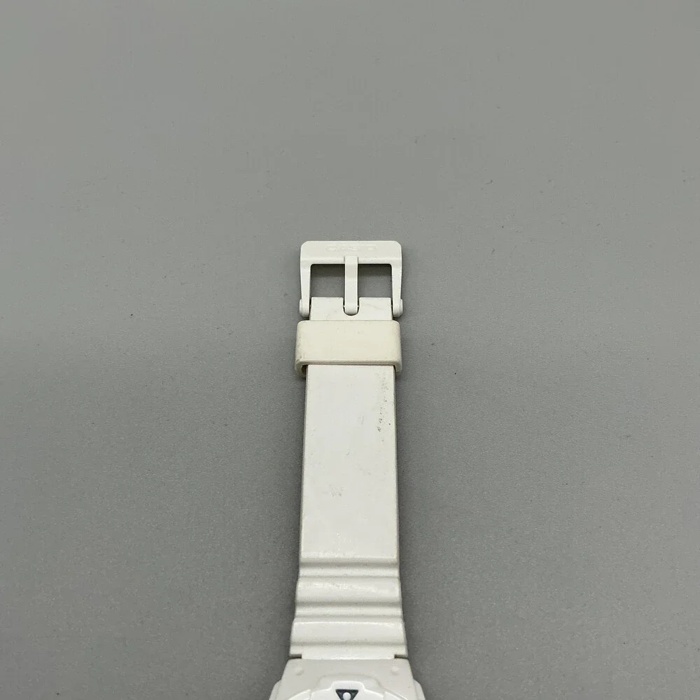Casio White Quartz Watch with Multicolor Numerals